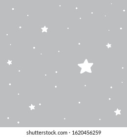 Cute Stars Drawing Seamless Pattern, Night Sky Pattern