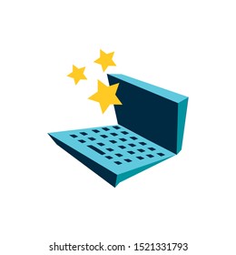 cute stars with laptop computer