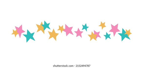 Cute stars pattern line. Decorative element for different holidays. Stars border line - to decorate cards, postcards, invitations. Festive design decor color illustration