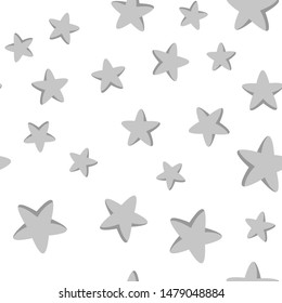 Cute stars seamless pattern. Background texture of illustrated cartoon stars in grey.