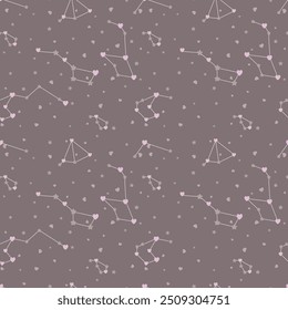 Estrelas bonitas Padrão contínuo com constelação, galáxia. Textura infantil para tecido, têxtil, vestuário, papel de parede. Ilustração vetorial