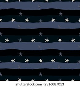 Cute stars seamless pattern in doodle style. Constellation wallpaper. Design for fabric, textile print, wrapping paper, childish textiles. Vector illustration