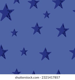 Cute stars seamless pattern in doodle style. Constellation wallpaper. Design for fabric, textile print, wrapping paper, childish textiles. Vector illustration