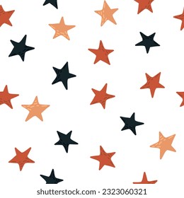 Cute stars seamless pattern in doodle style. Constellation wallpaper. Design for fabric, textile print, wrapping paper, childish textiles. Vector illustration