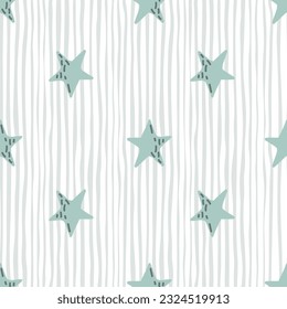 Cute stars seamless pattern in doodle style. Constellation wallpaper. Design for fabric, textile print, wrapping paper, childish textiles. Vector illustration