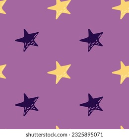 Estrellas sin fisuras en estilo doodle. Papel mural de constelación. Diseño para tela, imprenta textil, papel envolvente, tejidos infantiles. Ilustración del vector