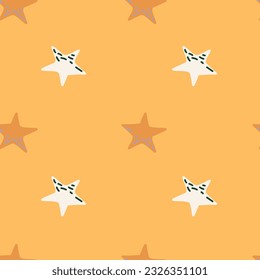 Estrellas sin fisuras en estilo doodle. Papel mural de constelación. Diseño para tela, imprenta textil, papel envolvente, tejidos infantiles. Ilustración del vector