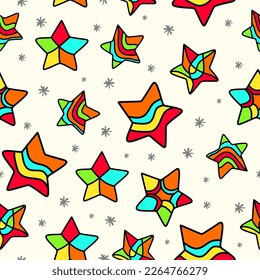 Cute stars seamless pattern isolated on white background.