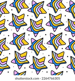 Cute stars seamless pattern isolated on white background.