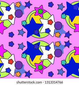 Cute stars seamless pattern. Nursery illustration, good for room decor, wall art, baby shower greeting card, poster, kids apparel