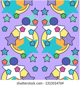 Cute stars seamless pattern. Nursery illustration, good for room decor, wall art, baby shower greeting card, poster, kids apparel