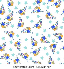 Cute stars seamless pattern. Nursery illustration, good for room decor, wall art, baby shower greeting card, poster, kids apparel