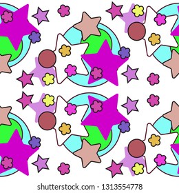Cute stars seamless pattern. Nursery illustration, good for room decor, wall art, baby shower greeting card, poster, kids apparel