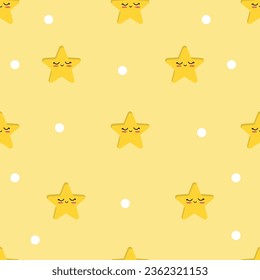 Estrellas mullidas en fondo amarillo. Fondo vectorial para diseño de niños y bebés.
