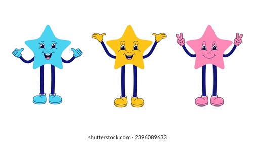 Cute stars in a simple cartoon style on a white background.