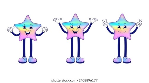 Cute stars in a simple cartoon style on a white background.