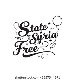 A cute state of syria free typhography white background