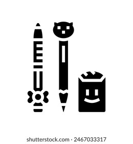 cute stationery kawaii glyph icon vector. cute stationery kawaii sign. isolated symbol illustration