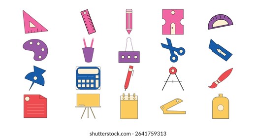 Cute Stationery Sticker Vector Collection