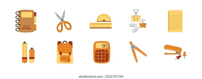 Cute Stationery Vector art illustration isolated.