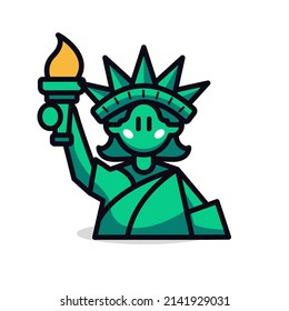 Cute statue of liberty cartoon vector icon illustration 