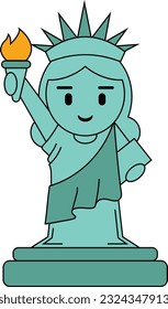 Cute statue of liberty cartoon vector illustration. Building and landmarks of the world. Traveling icon concept. Suitable for traveling, website, guide.