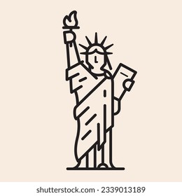 Cute Statue of Liberty outline icon vector line art