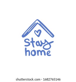 Cute Stay Home Icon for Coronavirus Prevention - Hand Drawn