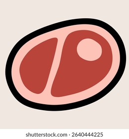 Cute steak meat BBQ icon in flat style, perfect for grill party, food design, summer cookout, and meat lover illustrations.