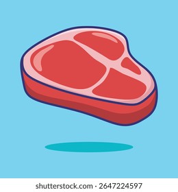 Cute Steak Meat Cartoon Vector Icon Illustration. Food Icon Concept Isolated  Vector. Flat Cartoon Style