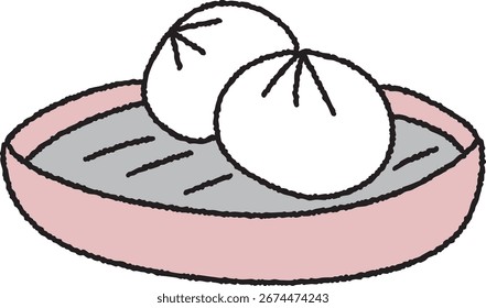 Ilustração de bolinho cozido no vapor bonito ou bolinho cozido no vapor