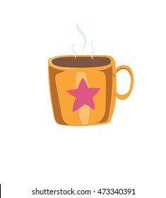 Cute steaming mug with star design. 