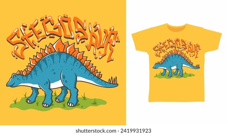 Cute Stegosaur tshirt art fashion designs.