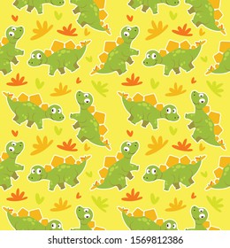 cute stegosaurs dinosaurs pattern seamless