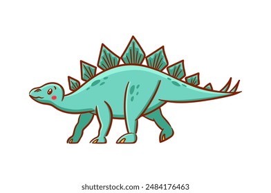 Cute stegosaurus in Asian kawaii style. Dinosaur, prehistoric lizard, mascot. Cartoon character Funny vector illustration for stickers, logo, mascot, isolated elements