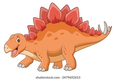 Cute Stegosaurus Cartoon. Animal Nature Icon Concept Isolated Premium Vector. Vector Illustration