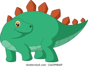 Cute Stegosaurus Cartoon On White Background