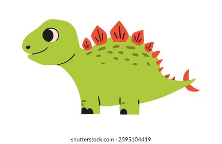 Cute stegosaurus cartoon on white background, vector illustration , hand drawn flat cute cartoon illustration