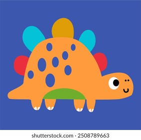 Cute stegosaurus in cartoon scandinavian style. Vector illustration for a kids room. Hand drawn dino isolated on white background. Dino character.