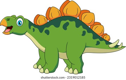 Cute stegosaurus  cartoon smiling. Cute dinosaur cartoon illustration