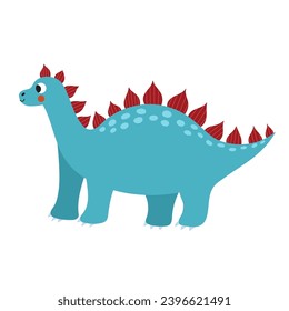 Cute stegosaurus in cartoon style isolated element. Funny dinosaur of jurassic period for kids design. Prehistorical dino clipart. Vector illustration 