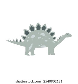 Cute stegosaurus dino isolated on white. Dinosaur icon. Vector illustration.