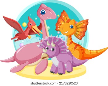 Cute stegosaurus dinosaur and baby illustration