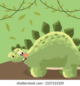 Cute Stegosaurus Dinosaur Cartoon Design