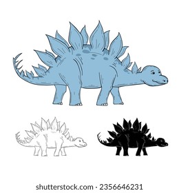 Cute stegosaurus dinosaur cartoon style vector illustration