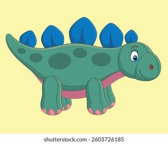 Cute stegosaurus dinosaur doll on white background vector illustration