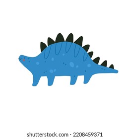Cute stegosaurus dinosaur. Funny dino character. Vector cartoon illustration.