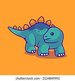 cute stegosaurus dinosaur illustration suitable for mascot sticker and t-shirt design