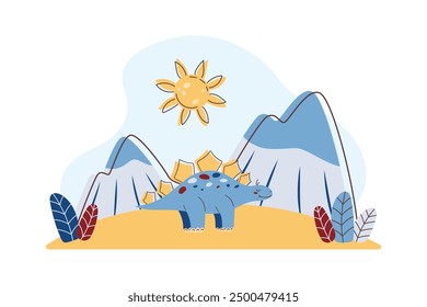 Cute stegosaurus. Dinosaur Kids Style. Cute character. Flat vector illustration.
