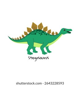 Cute stegosaurus  dinosaur on  white background.